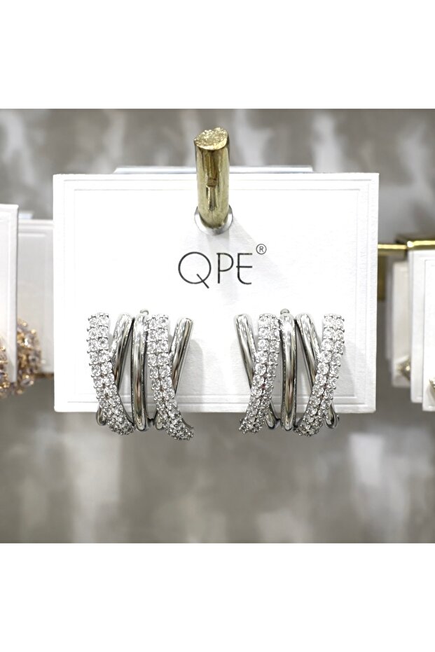 Qpe Stainless Steel Zircon Stone Vip Earrings