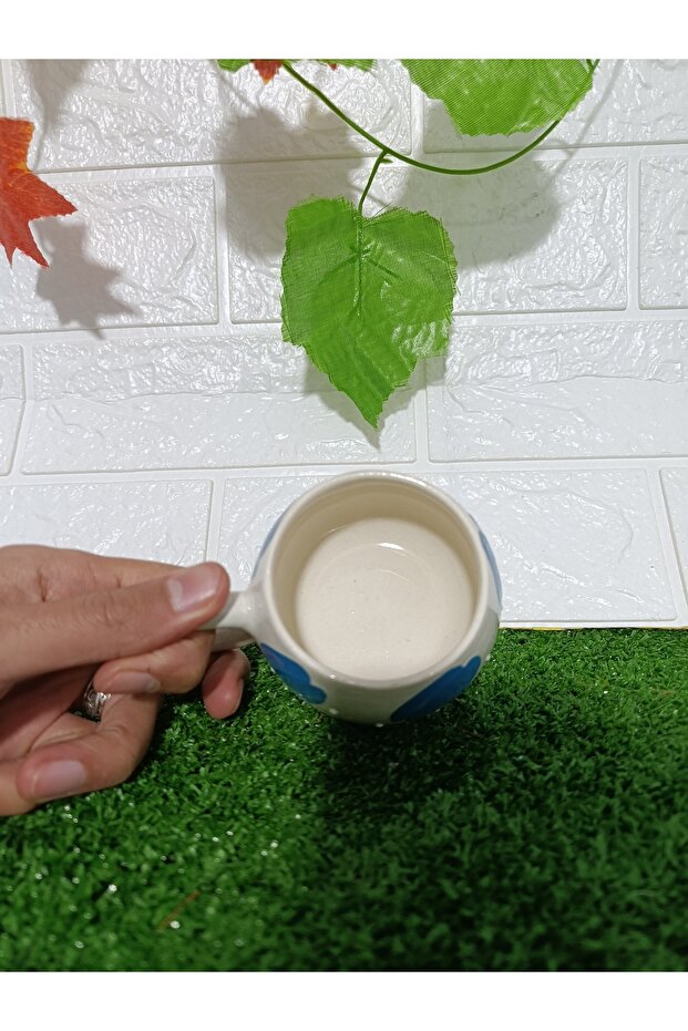 Brush Patterned Handmade Ceramic Cup - 3