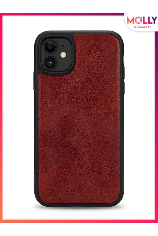 Burgundy Monarch Elite Leather Texture Silicone Case for iPhone 11