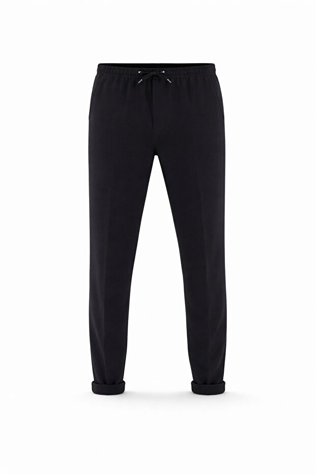 Men's Regular Fit Trousers with Elastic Waist and Lycra Cuffs