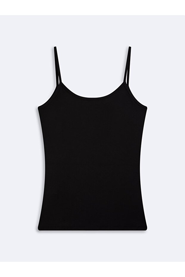 İnce Askılı Basic Siyah Atlet - 2