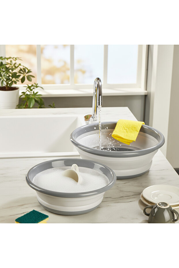 2-Piece Foldable Basin Set – Luxury Quality Durable Plastic – Practical Folding Kitchen Basin