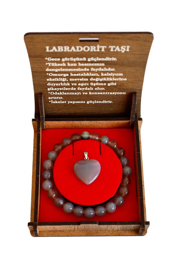 Boxed Natural Labradorite Stone Bracelet and Necklace Set – Natural Stone Jewelry – Special Design for Gifts