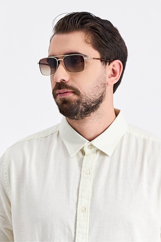 Men L264S Rectangular Sunglasses, Gold - 2