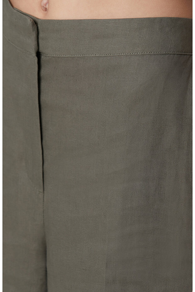 Haki Keten Pantolon - 5