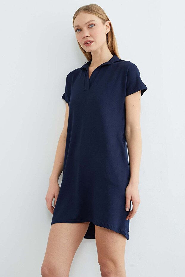 Basic Polo Yaka Cepli Mini Boy Elbise - 5