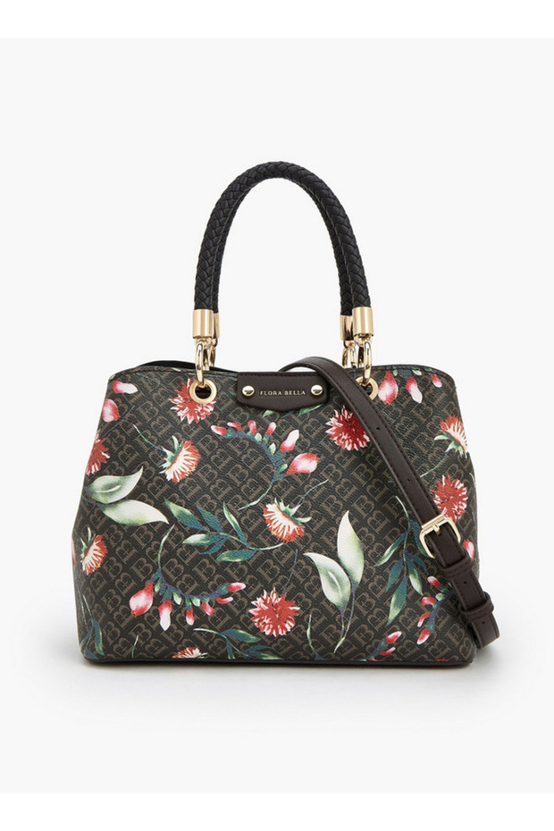 Floral Monogram Print Tote Bag with Double Handles