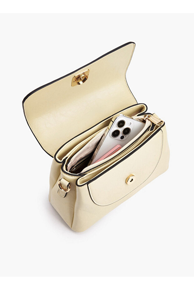 Solid Satchel Bag with Detachable Strap - 7