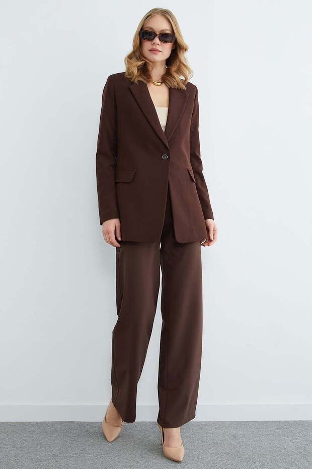 Basic Tek Düğmeli Blazer Ceket - 6