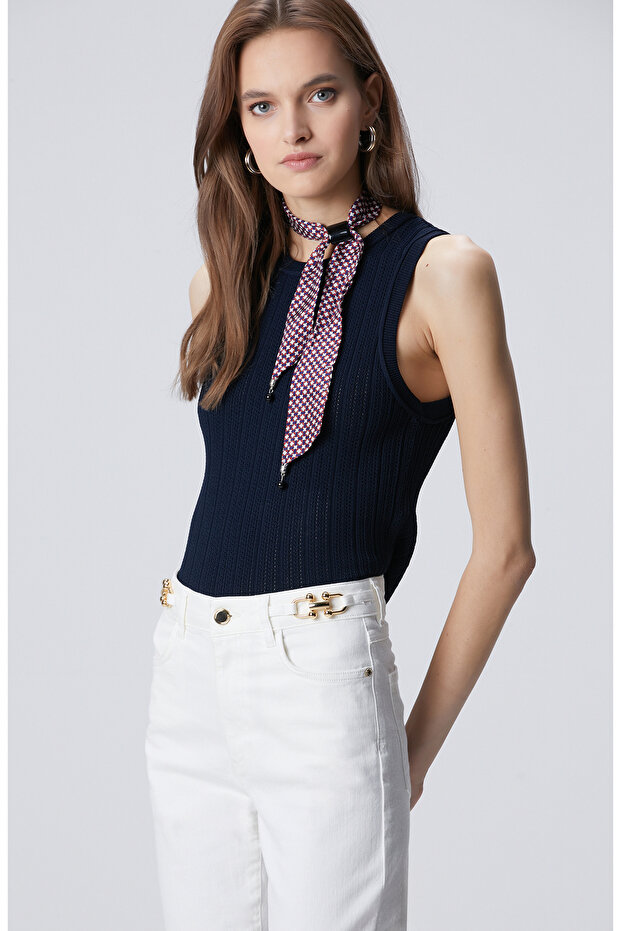 Lacivert Basic Triko Kazak - 4