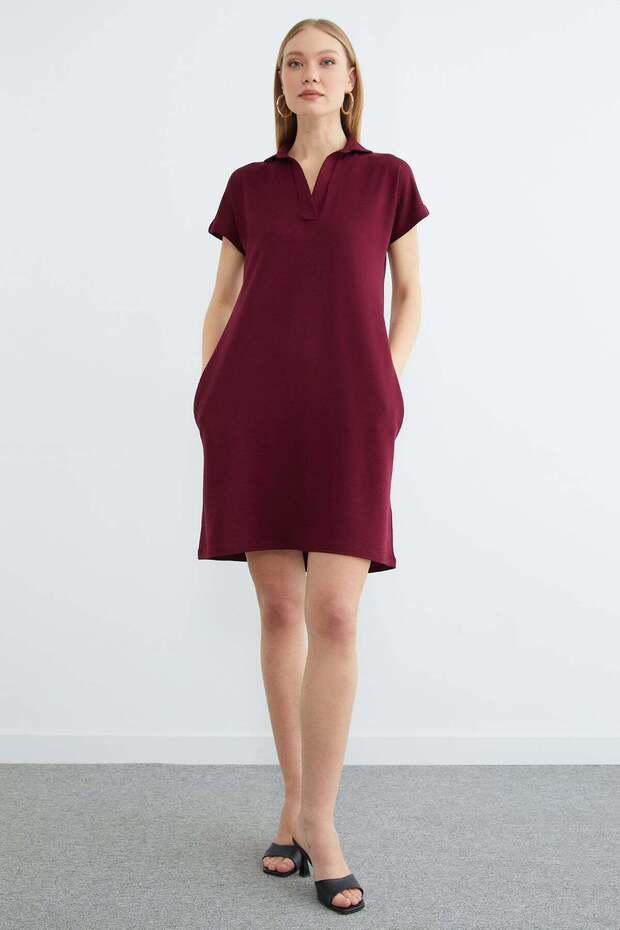 Basic Polo Yaka Cepli Mini Boy Elbise - 3