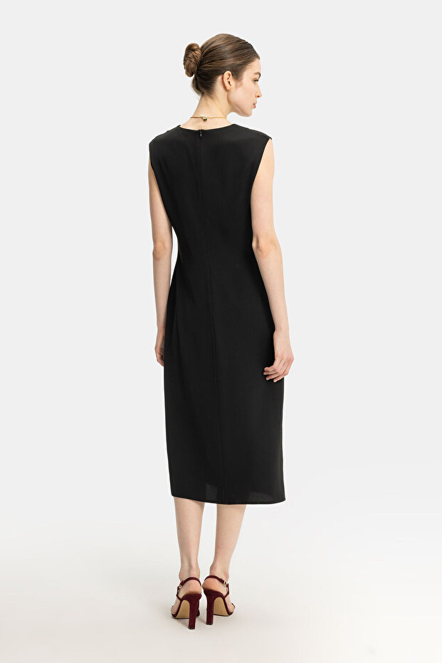 SİYAH MİDİ ELBİSE - 6