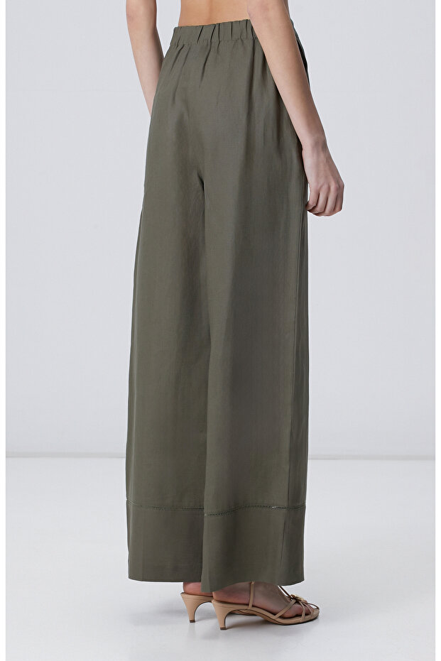 Haki Keten Pantolon - 4