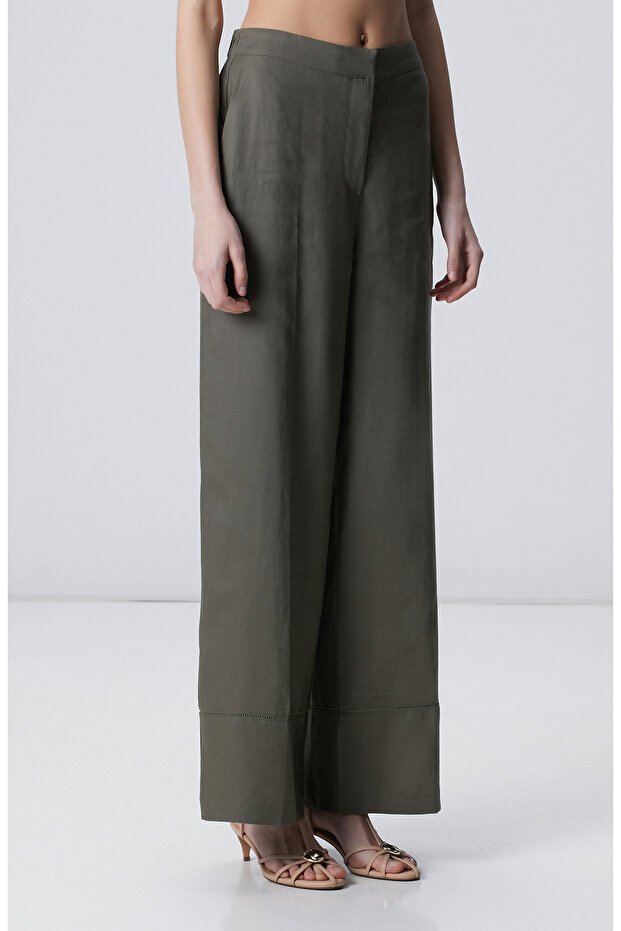 Haki Keten Pantolon - 3