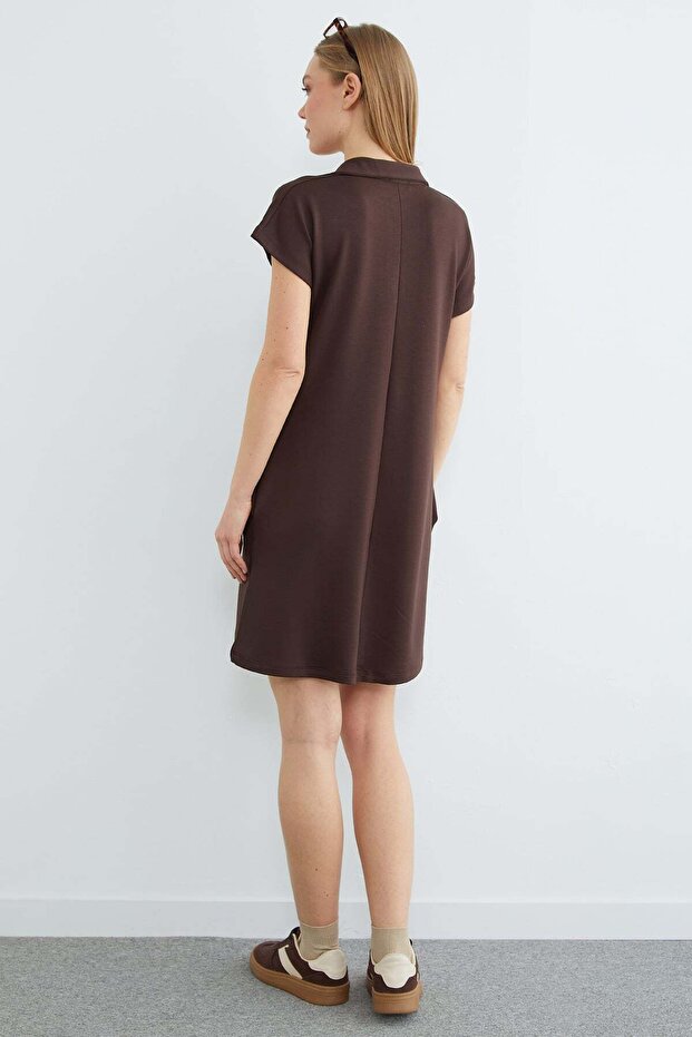 Basic Polo Yaka Cepli Mini Boy Elbise - 8