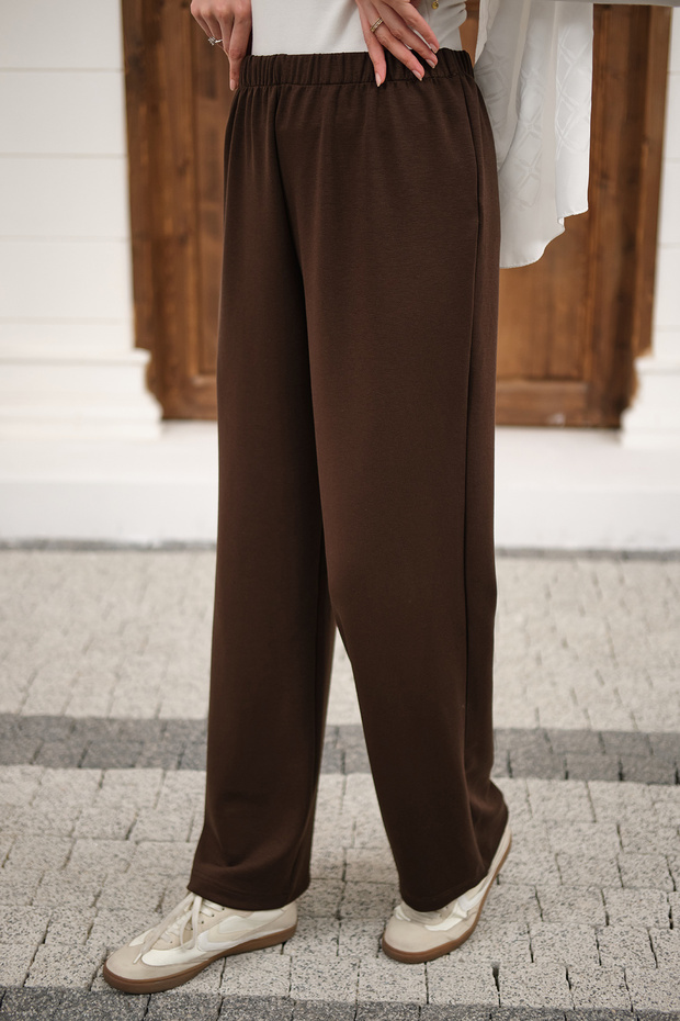 Women's Elastic Waist Trousers Brown