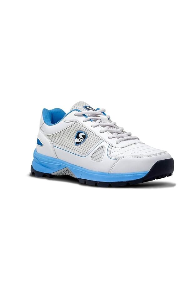 Scorer 6.0 Cricket Shoe White Aqua Black UK8 Breathable Mesh PU Rubber Grip Comfort Fit