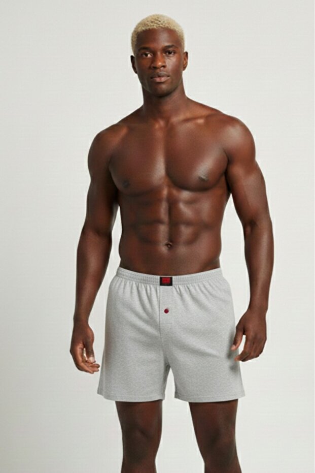 Men's 3-Piece Front Button Combed Cotton Solid Color Boxers - 4