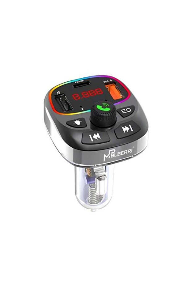 25W PD Car Charger with FM Transmitter, Bluetooth 5.0, QC 3.0 & Dual USB/Type-C