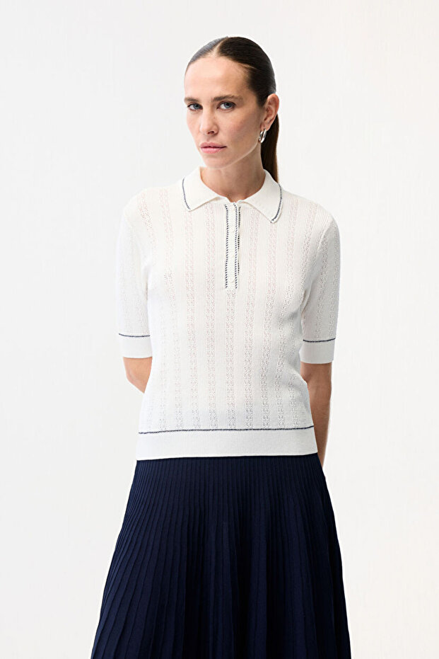 Erkek Yaka Triko Bluz - 1