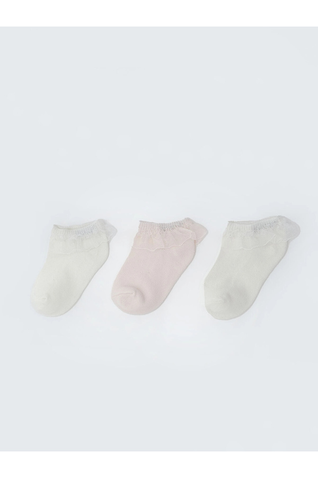 Lcw Kids White Baby Girl Booties Socks 3-Piece Set