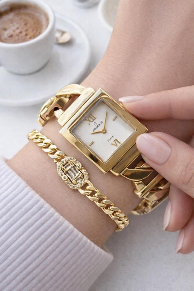 Steel Cord Does Not Blacken 3 Atm Water Resistant Women Wrist Watch + Bracelet Vs.Blkt.0828