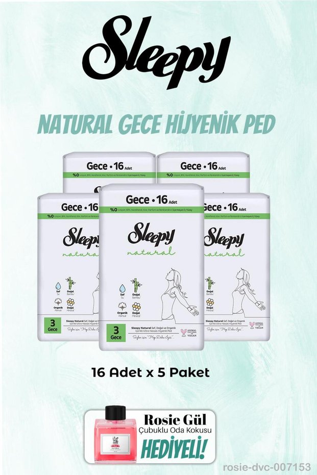 Gece 5 Pack Natural 16-Pack Hygienic Pads and Rosie Room Fragrance