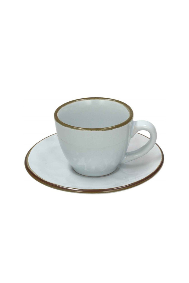 Stoneware Set of 6 Coffee Cup & Saucer Naturalia - Beige/Gray/Green