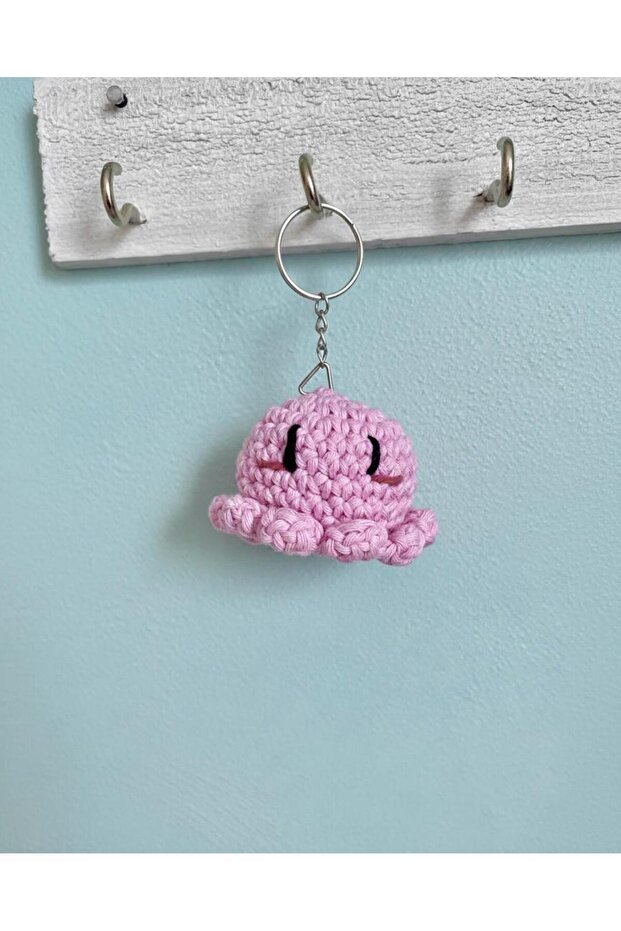 Knitted Figure Charm Keychain / Keychain -Orange