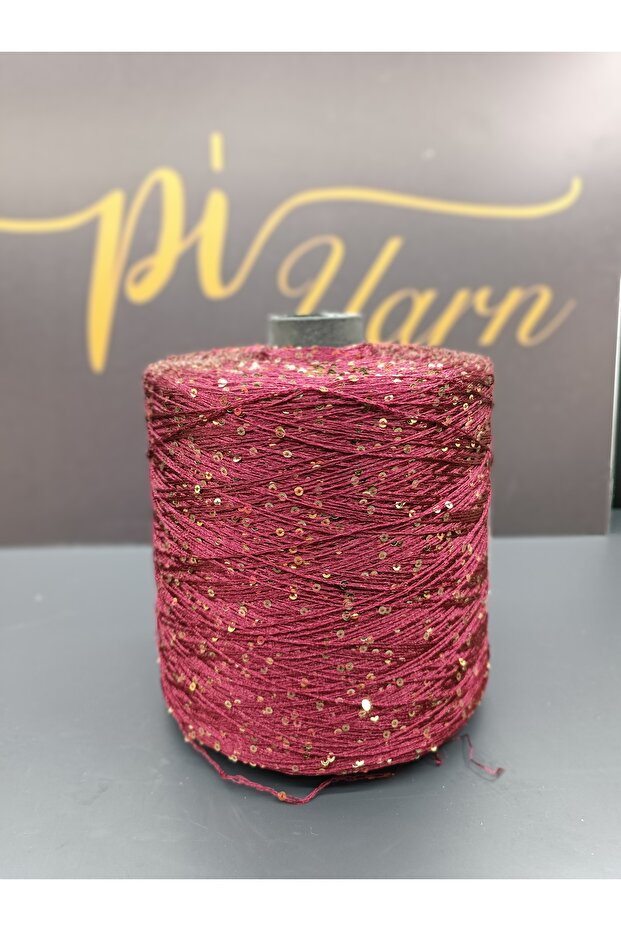 Pullu İp Bordo Gold Pullu 400gr - 3