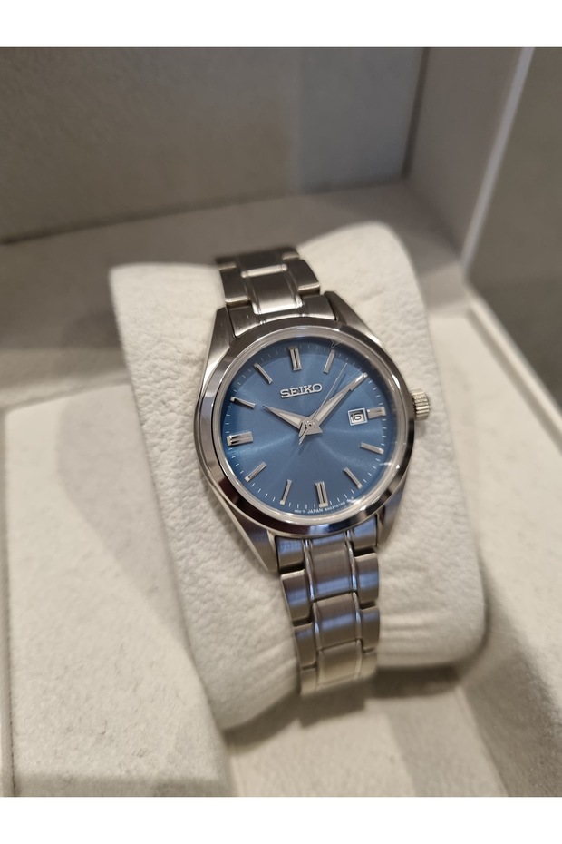 Metallic Steel Bracelet 10 Atm Water Resistant Light Blue Dial Sapphire Glass Women's Wristwatch