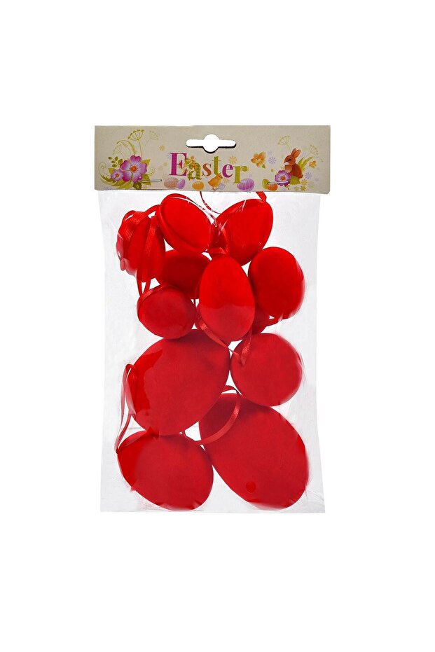 Decorative Red Velvet Easter Eggs Different Sizes - 12pcs - 2