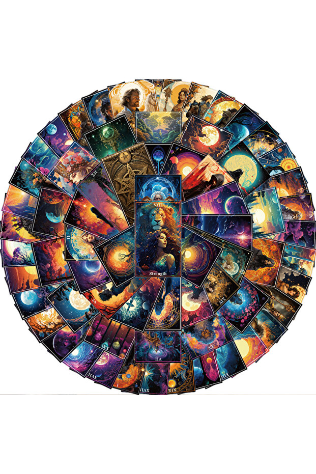 78Pcs 78 Fantasy Tarot Card Graffiti Stickers, Suitable for Water Bottles, Laptops, Phone Decoration