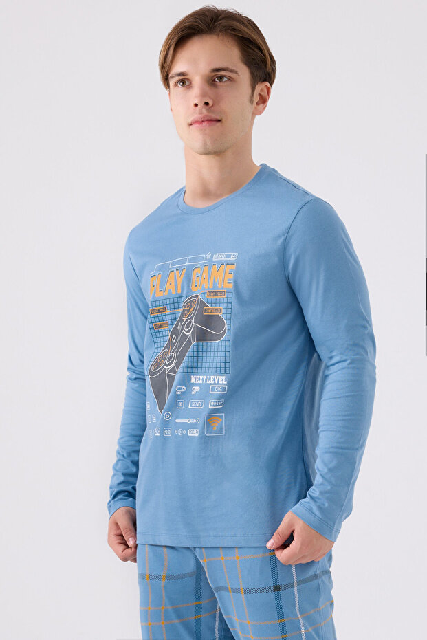 Ανδρικό Σετ Πιτζάμες Μπλε - 2