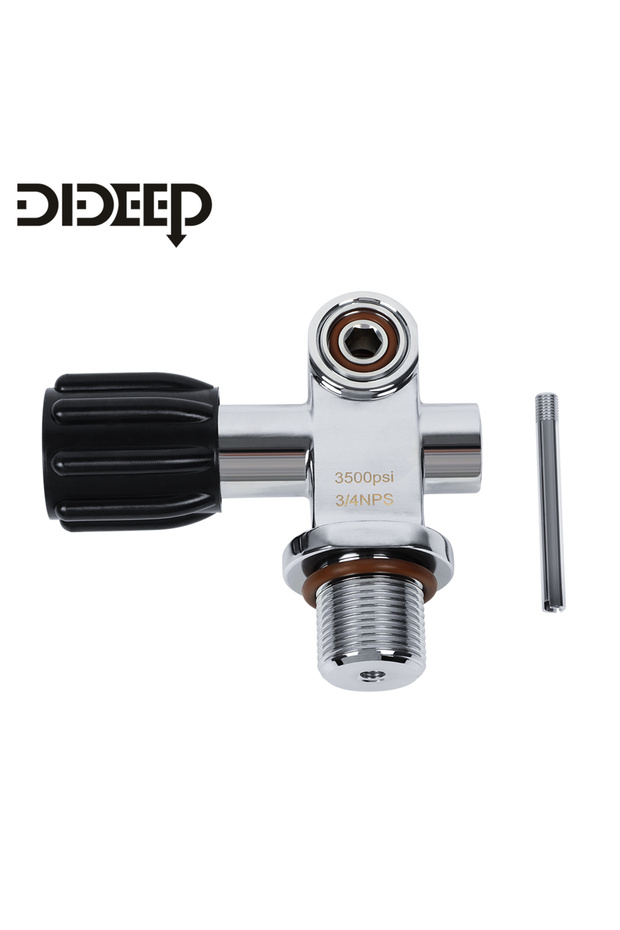 1PC DIDEEP 3500Psi Scuba Diving Tank Valve, High Pressure DIN and YOKE 3/4-14NPSM Thread Valve, Divi