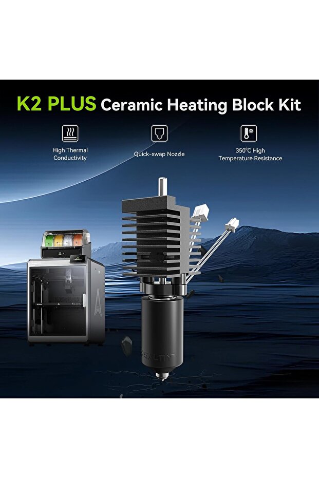 Complete hotend kit for K2 Plus/K2 Plus Combo 3D printer, ceramic heating block - 3
