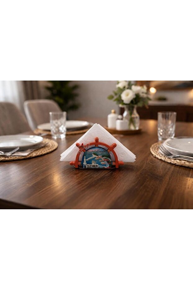 Belt-Themed Napkin Holder with Rudder Figure – Decorative Kitchen & Dining Table Napkin Stand – Marine Concept
