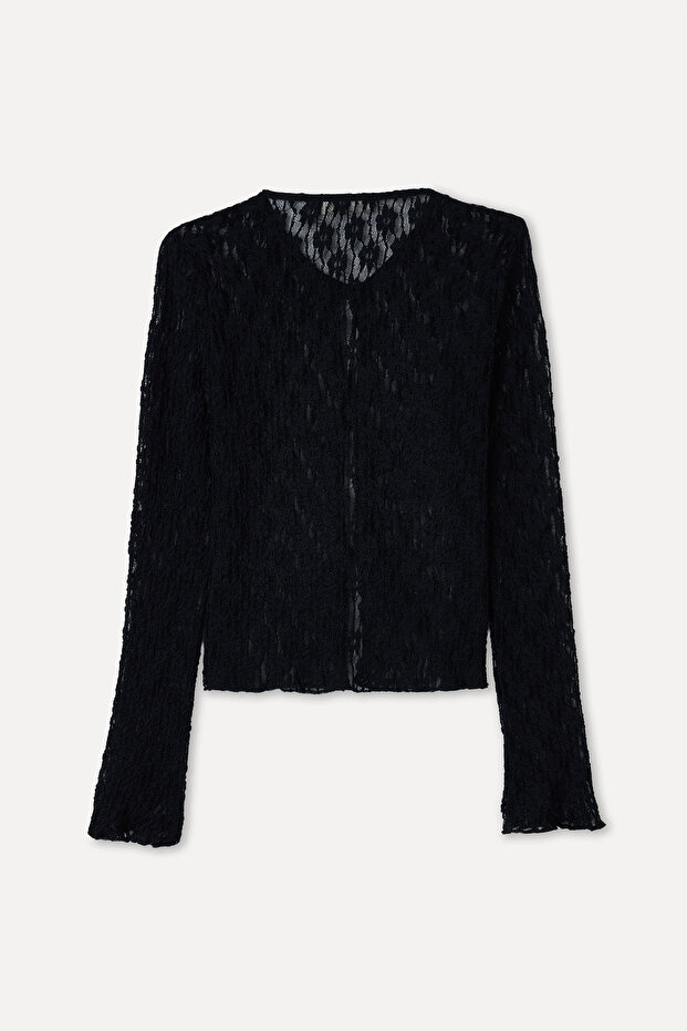 FITTED DANTELLİ BAĞLAMALI BLUZ - 2