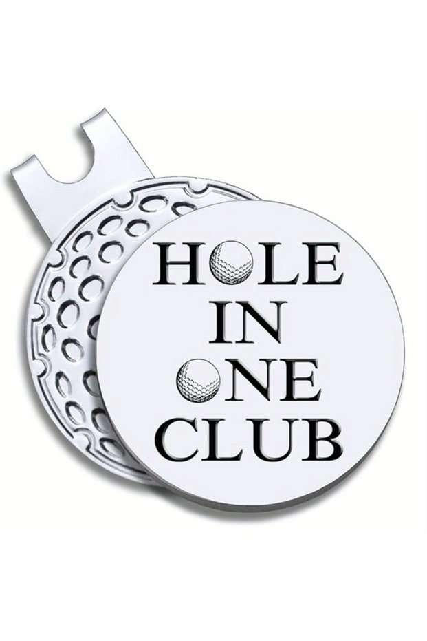 Silver Hole in One Club Golf Ball Marker with Magnotic Hat Clip Funny Golf Gift for Men Woman golf h