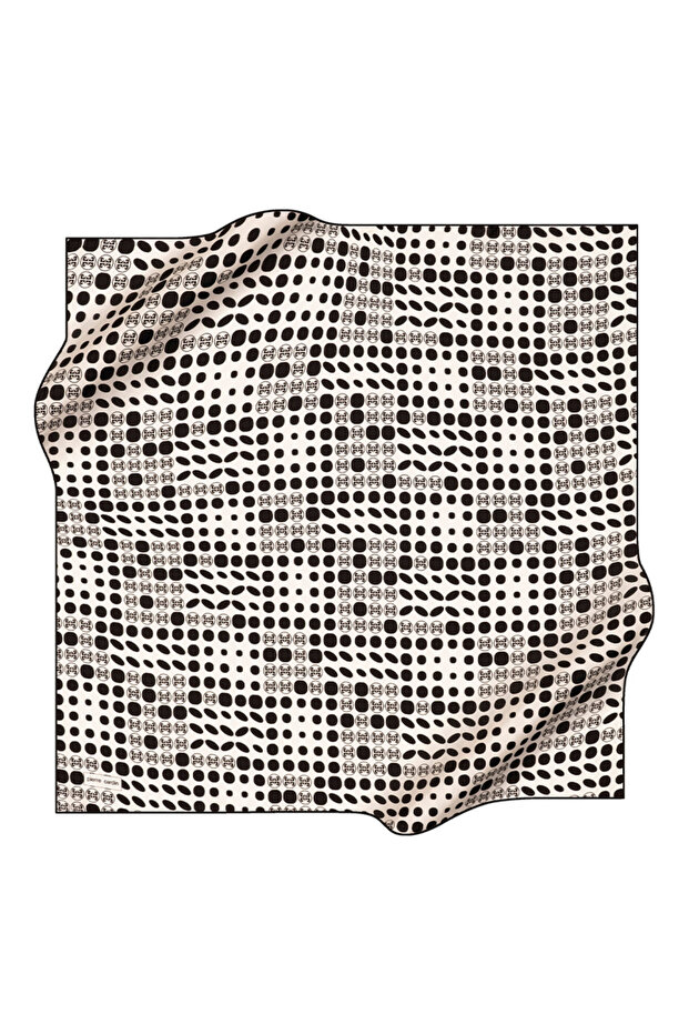Black 90X90 Silk Crepe Satin Scarf
