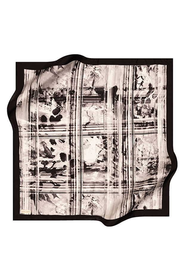 Black 90X90 Silk Crepe Satin Scarf