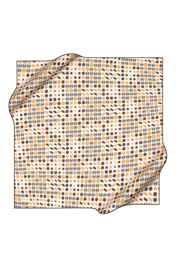 Beige 90X90 Silk Crepe Satin Scarf