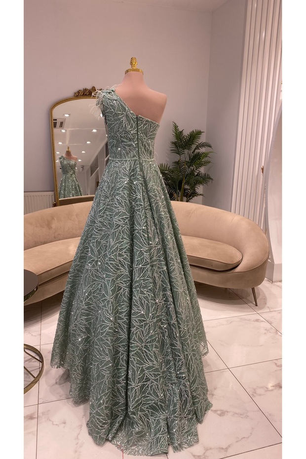 FULL İŞLEME ABİYE ELBİSE - 8