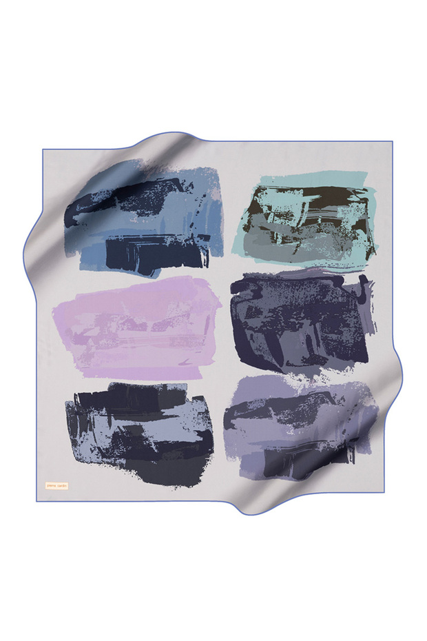 Blue 90X90 Silk Crepe Satin Scarf