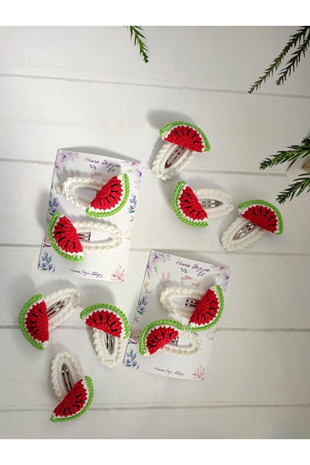 Hand Knitted Watermelon Children's Buckle Gift (2 Pieces)