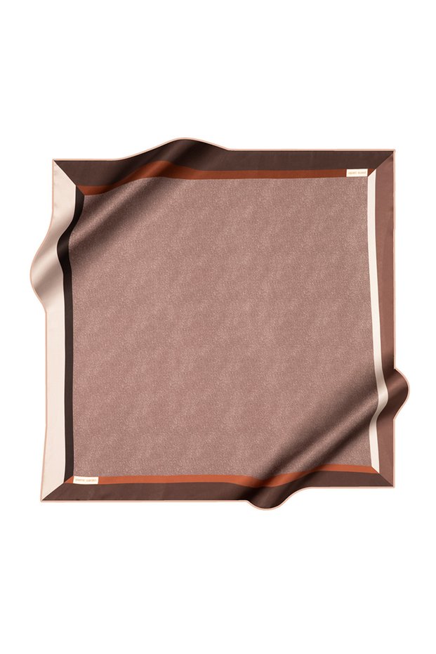 Brown 90X90 Silk Crepe Satin Scarf