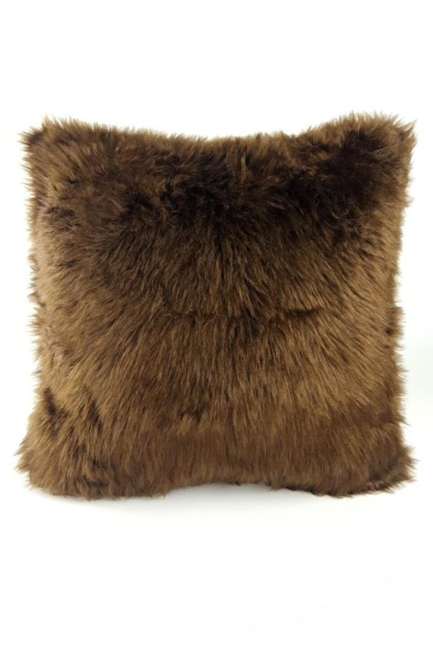 Plush Throw Pillow Cover Dark Brown Washable Long Pile Single - Dark Brown (1pc)
