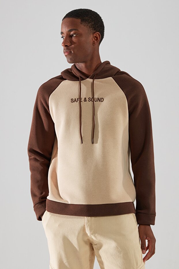 Stone Regular/Normal Cut Hooded Embroidered Color Block Sweatshirt Tmnaw22Sw0334