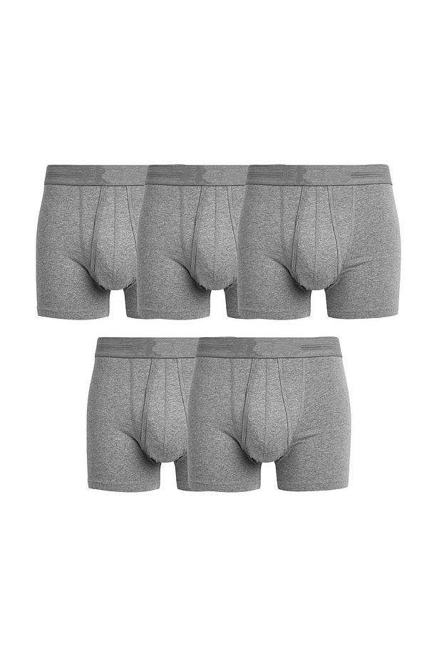 Pamuklu Esnek Erkek Boxer 5'Li Paket Gri - 1