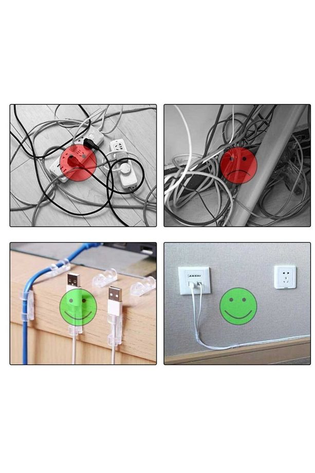 Kablo Tutucu Yapışkanlı Mini 20li Kanal Usb Şarj Veri Kablosu Tutucu Yapışkanlı Kordon Şeffaf - 3